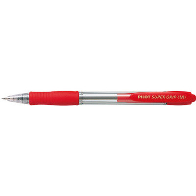 Stylo bille rétractable - PILOT SUPER GRIP M - 0,25mm- ROUGE