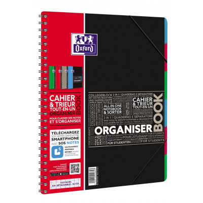 OXFORD - Cahier-Trieur spirale ORGANISERBOOK pour étudiants 160pages - seyes - 245x310mm